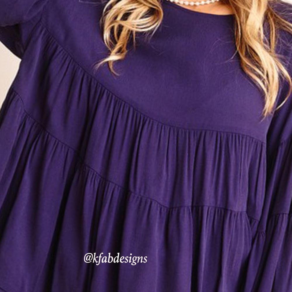 LAST ONE! Long Ballon Sleeve Ruffled and Tiered (Sleeves and Body)Top! - Picture 6 of 6